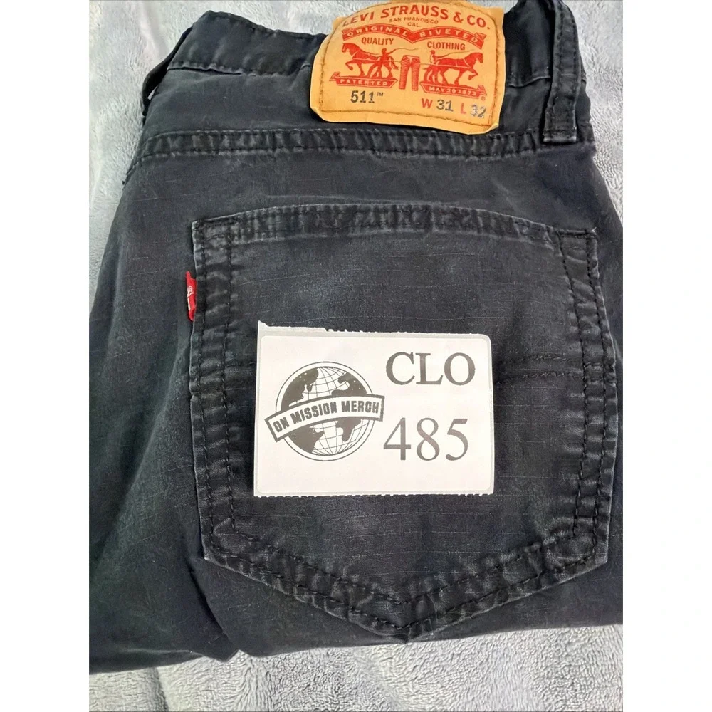 Levi's 511 Slim Fit Jeans Men's 31x32 Black Stretch Lightweight Denim